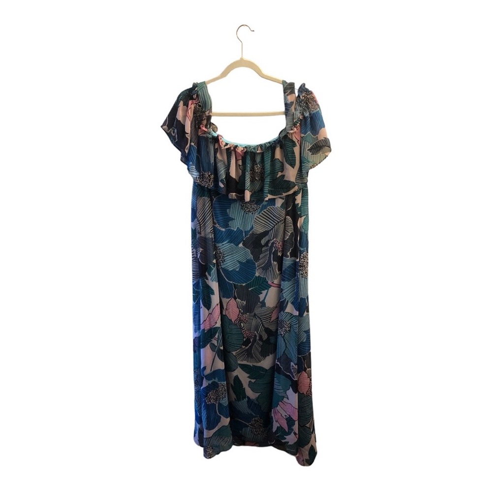Lane Bryant Blue and Green Floral Dress- Size 14